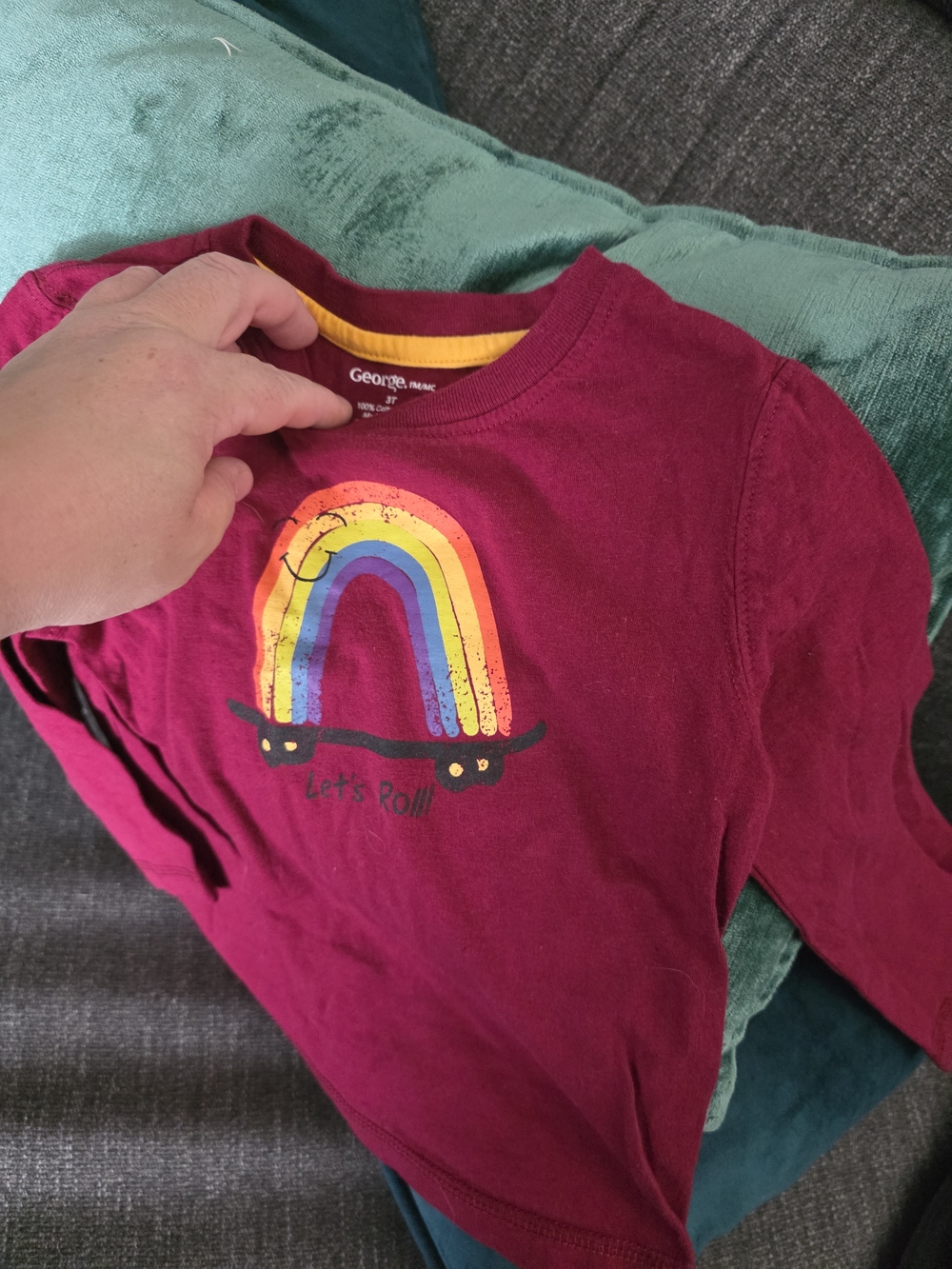 George Kids' Maroon Rainbow Skate Long-Sleeve Tee
